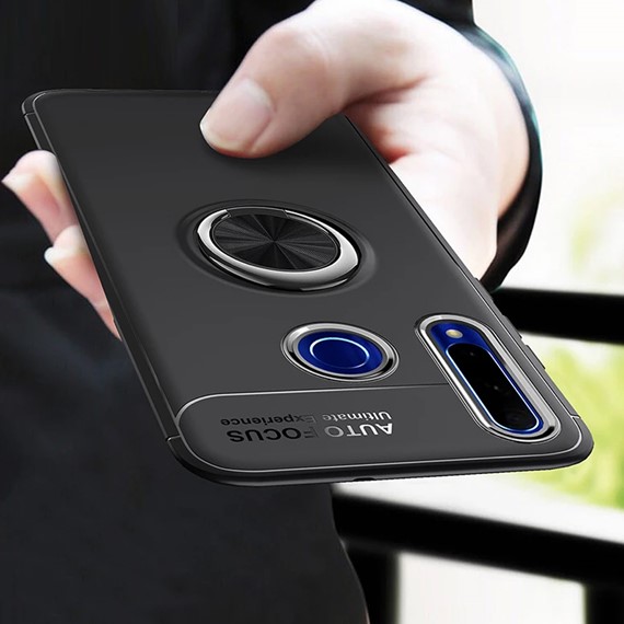 Huawei P40 Lite E CaseUp Finger Ring Holder Kılıf Siyah 5
